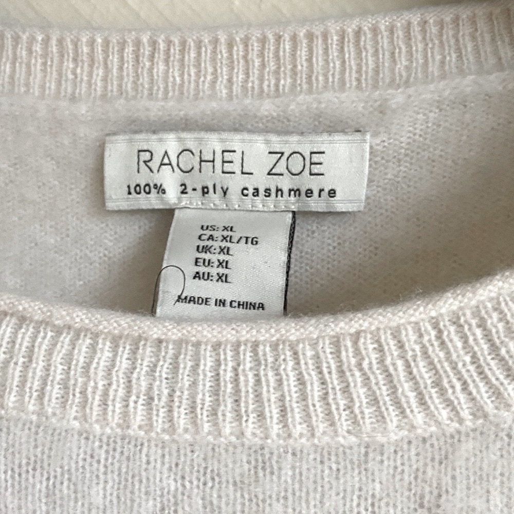 Rachel Zoe 100% Cashmere White and Navy Striped Sweater XL - Picture 4 of 14